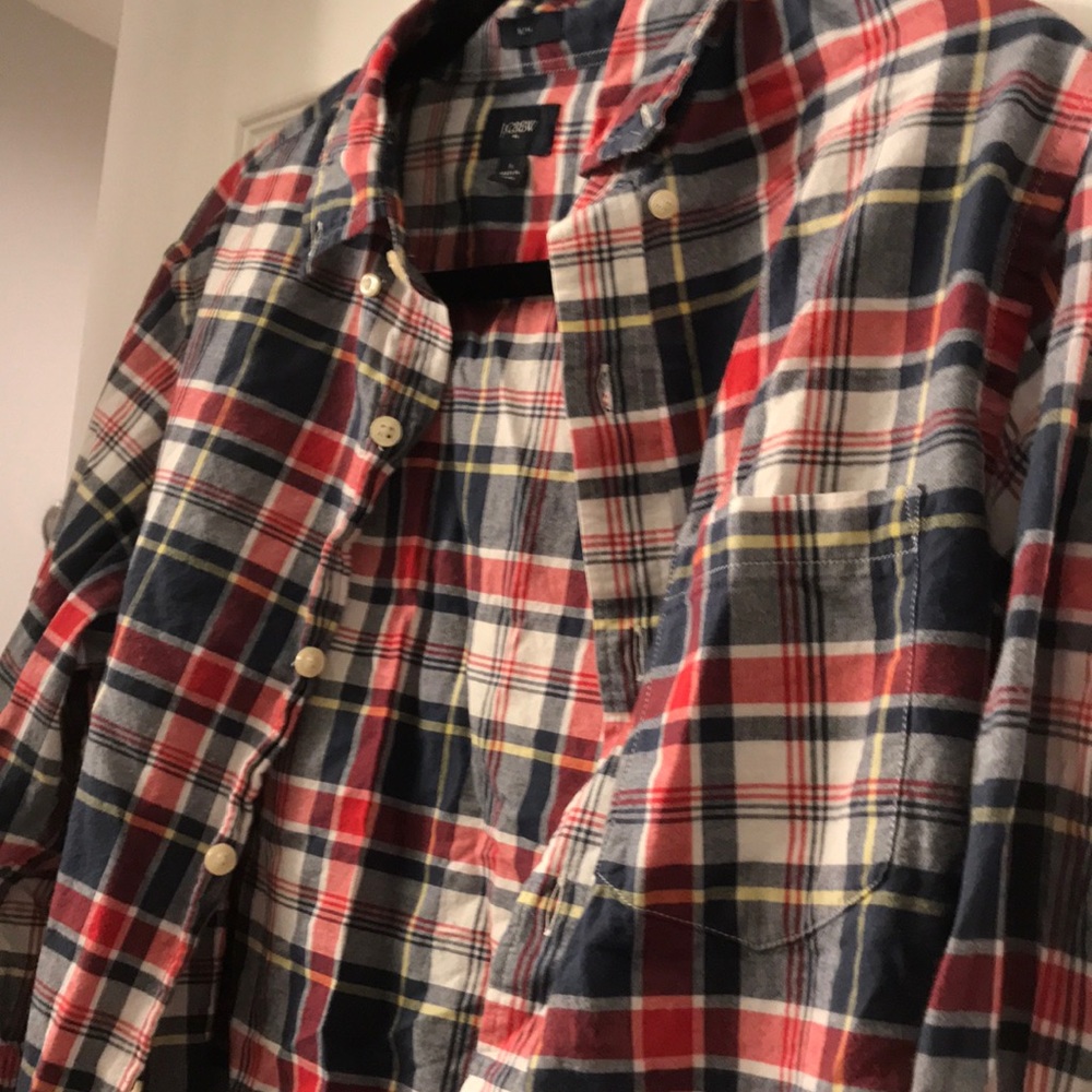 J Crew Plaid Red, White, Blue Button Down - Picture 2 of 2